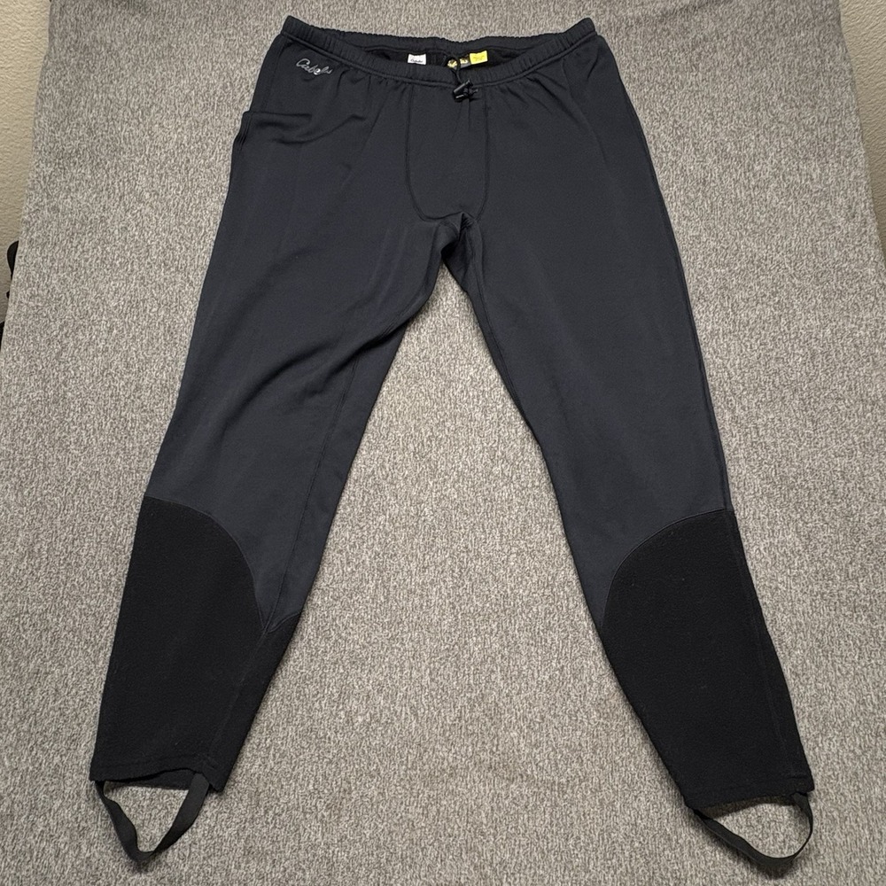 Cabelas Fleece Wader Pants Mens XL Regular Stirrup Legs Hunting Base Layer Black